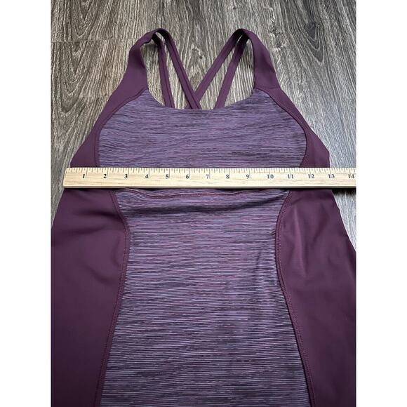 Lululemon Criss Cross Tank Top Energy Strappy Slim Fit Plum Purple Workout - Picture 3 of 4